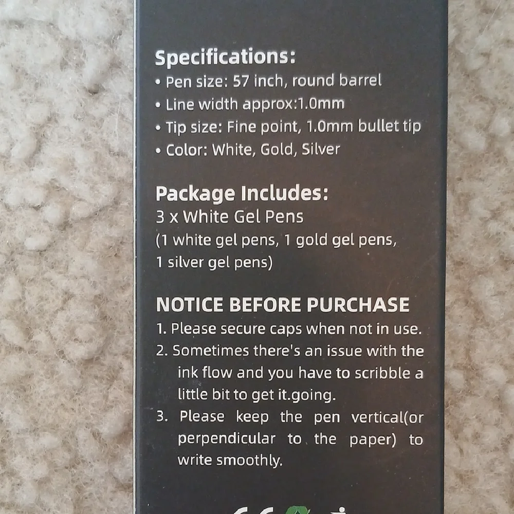 Gethpen Highlight Pens White, Gold, & Silver 1mm Tip 3 Pack